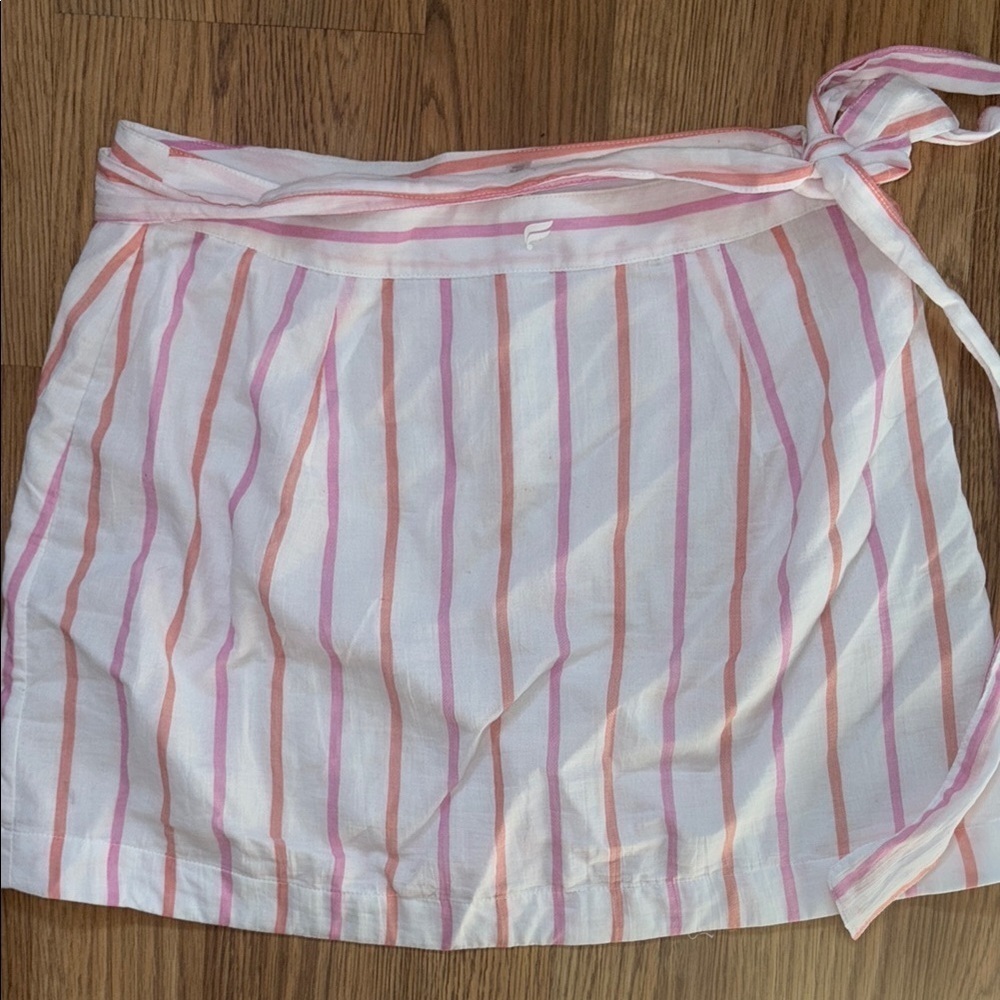 Fabletics Pink and Orange Striped Wrap Skirt - Picture 5 of 6